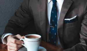 real estate agent drinking coffee