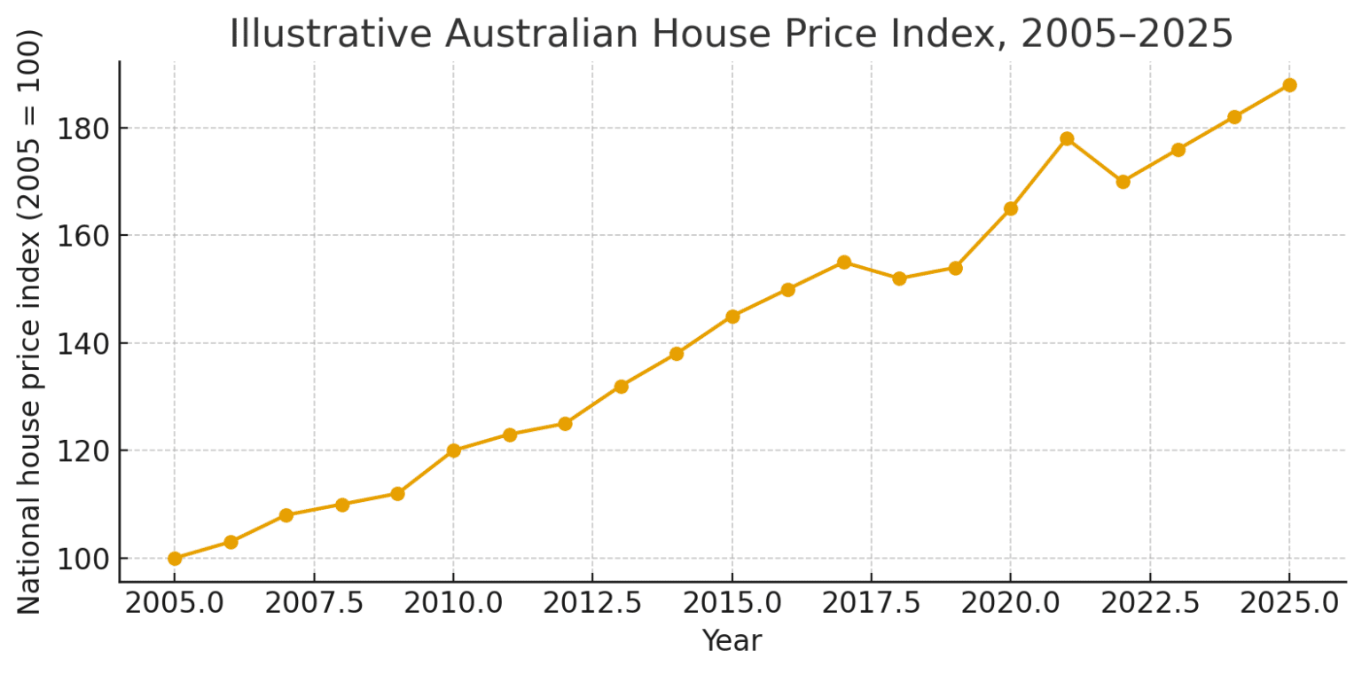 Australian House Prices Graph Over the Last 20 Years